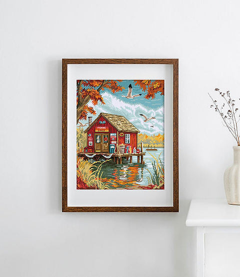 Cross Stitch Embroidery Kit Early Autumn, 21 x 26 cm, LetiStitch, Zweigart Aida 16ct, 100% Cotton Threads