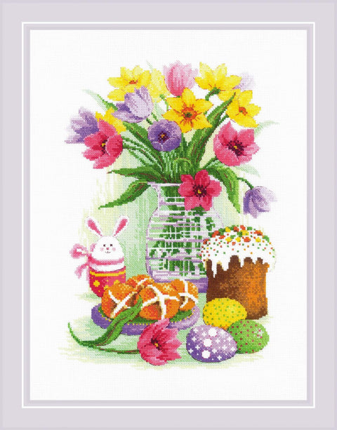 Easter Still Life with Bunny cross stitch kit by RIOLIS Ref. no.: 1948