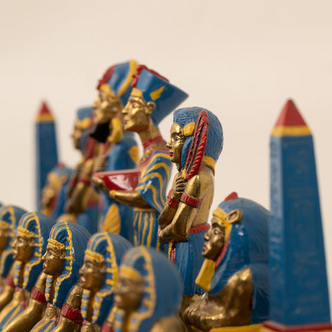 EGYPT: Beautiful Handpainted Chess Set with Leatherlike Gameboard