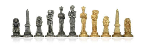 EGYPTIAN Metal Chess Set with Leatherette Chessboard