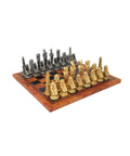 EGYPTIAN Metal Chess Set with Leatherette Chessboard