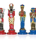 EGYPTIAN SET: Beautiful Handpainted Metal Chess Set with Leatherette Chess Board - Hobby.lt 🇬🇧