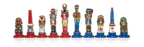 EGYPTIAN SET: Beautiful Handpainted Metal Chess Set with Leatherette Chess Board - Hobby.lt 🇬🇧