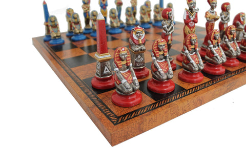 EGYPTIAN SET: Beautiful Handpainted Metal Chess Set with Leatherette Chess Board - Hobby.lt 🇬🇧