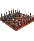 EGYPTIAN SET: Beautiful Handpainted Metal Chess Set with Leatherette Chess Board - Hobby.lt 🇬🇧