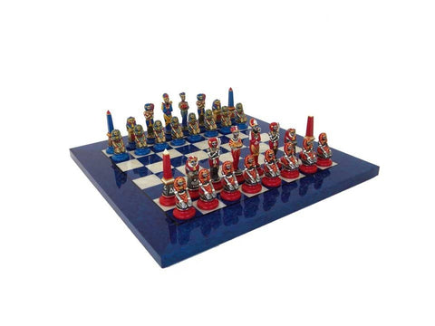 EGYPTIANS II: Metal Chess Set with Beautiful Briar Erable Wood Chessboard - Hobby.lt 🇬🇧