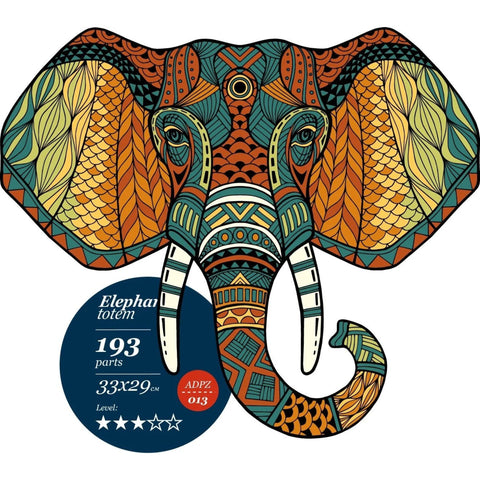 Elephant totem - unique WOODEN puzzle 193 pcs