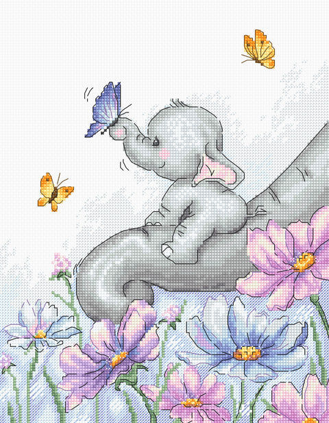 Elephant with Butterfly SB1183 - Cross Stitch Kit