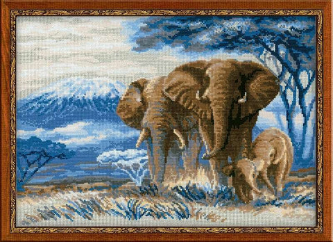 Elephants in the Savannah  - Cross Stitch Kit from RIOLIS Ref. no.:1144