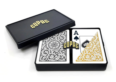 Elite1546 Playing Cards Bridge Size Black/Gold Double Deck Set Copag