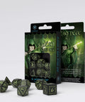 Elvish Dice Set black and fluorescent glow in the dark