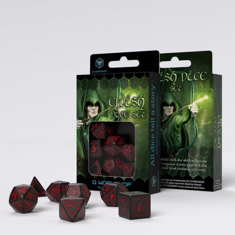 Elvish Dice Set black and red - Hobby.lt 🇬🇧