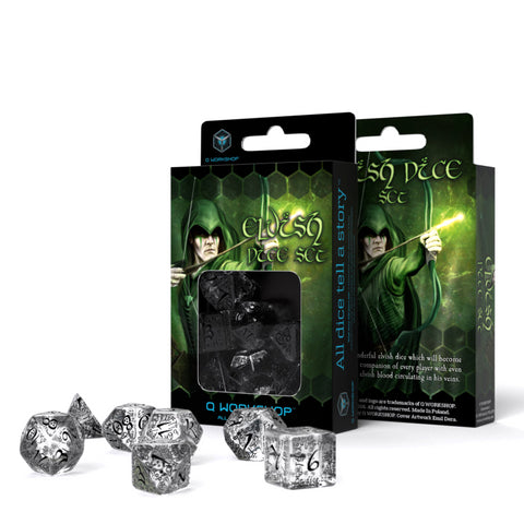 Elvish Dice Set translucent and black