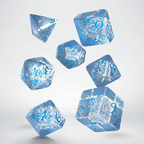 Elvish Dice Set translucent and blue