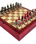 ENGLAND VS SCOTLAND: Handpainted Chess Set with Wooden Chessboard & Box - Hobby.lt 🇬🇧