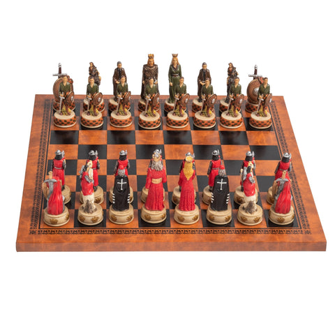 ENGLAND VS SCOTLAND: Quality hand painted Chess Set with Leatherette Chess Board - Hobby.lt 🇬🇧