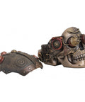 Steampunk Skull Trinket Box with Goggles – Bronze Resin Statue 15x10x11cm