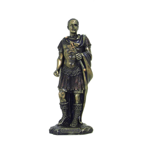 Julius Caesar Statue 25cm - Bronze Finish Resin Roman Figurine, Made in Italy