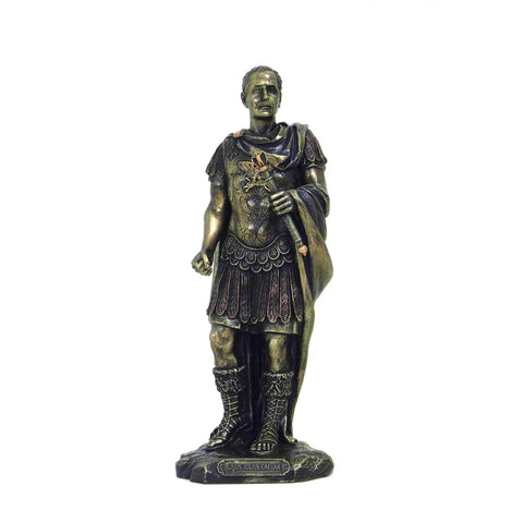 Julius Caesar Statue 25cm - Bronze Finish Resin Roman Figurine, Made in Italy