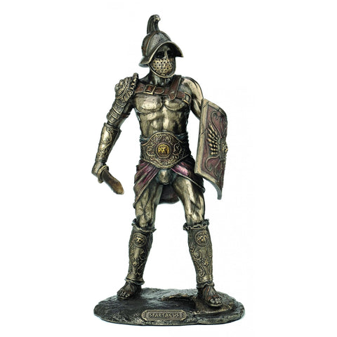 Roman Gladiator Murmillo Statue, Bronze Resin Figurine, 26cm, Made in Italy