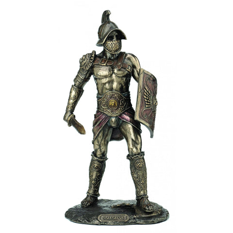 Roman Gladiator Murmillo Statue, Bronze Resin Figurine, 26cm, Made in Italy