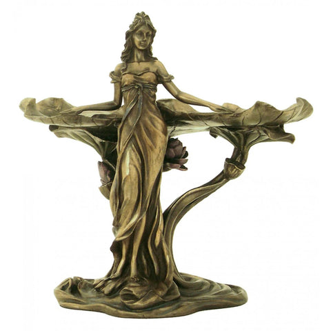 Art Nouveau Nymph Statue, Bronze Finish Resin, 23cm, Italian Home Decor