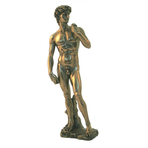 Michelangelo David Statue 32cm Resin Bronze Finish, Made in Italy, Home Decor