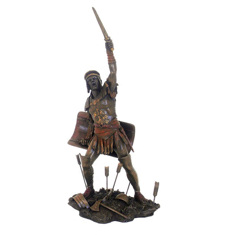 Spartacus Roman Gladiator Statue, Bronze-Finish Resin, 32cm, Made in Italy