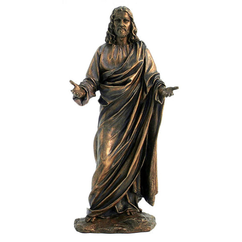 Jesus Statue Open Arms, Bronze Resin 30cm Religious Decor, Made in Italy