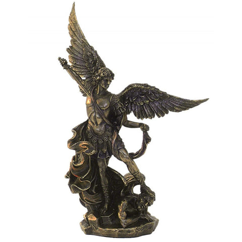 Saint Michael Archangel Statue 22cm – Bronze Resin, Made in Italy Catholic Decor