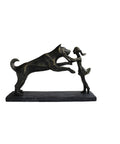 True Friendship Dog & Human Sculpture, Bronze Resin Statue, Made in Italy
