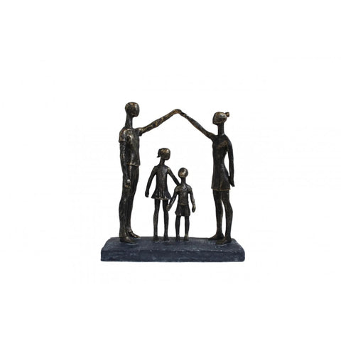 Family Roof Sculpture, Bronze Resin, Parents & Children, Italian Decor