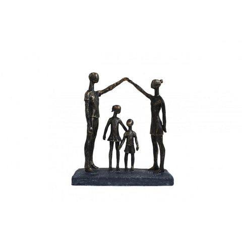 Family Roof Sculpture, Bronze Resin, Parents & Children, Italian Decor
