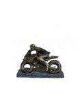 Bronze Resin Motorcycle Rider Statue, Italian Art Figurine, Biker Gift