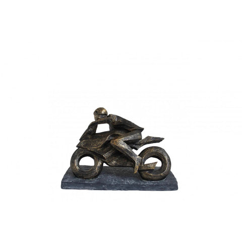 Bronze Resin Motorcycle Rider Statue, Italian Art Figurine, Biker Gift