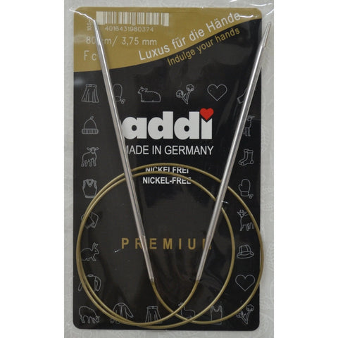 Addi Circular Knitting Needles 3.75mm 80cm Smooth Metal Cable, German Quality