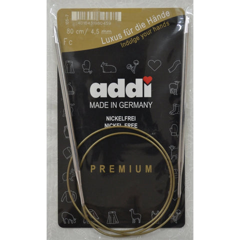 Addi Circular Knitting Needles 80cm Cable 4.5mm Smooth Aluminum Tips