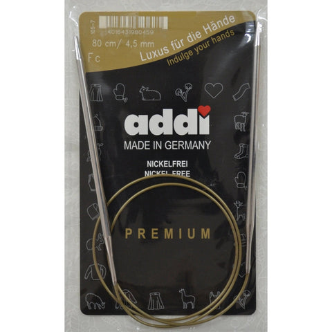 Addi Circular Knitting Needles 80cm Cable 4.5mm Smooth Aluminum Tips