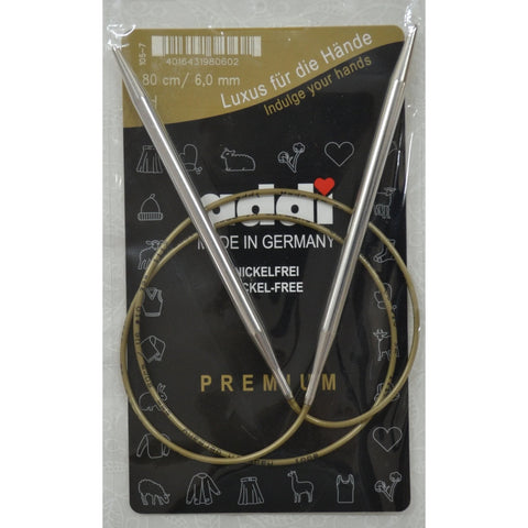 Addi 80cm Circular Knitting Needles 6mm Smooth Metal Tips, Premium German Quality