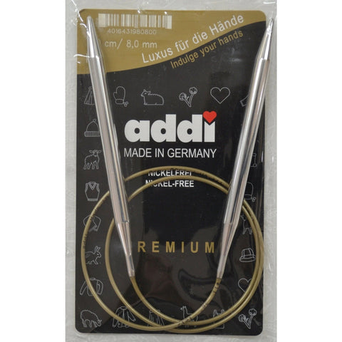 Addi Circular Knitting Needles 80cm Cable 8mm Smooth Aluminum Tips