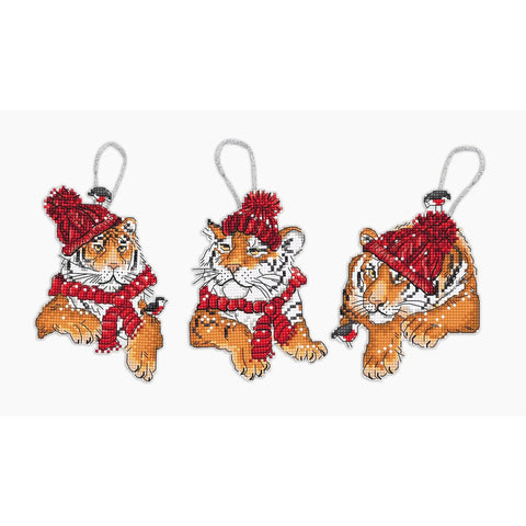 Christmas Tigers Cross Stitch Kit, Set of 3, LetiStitch