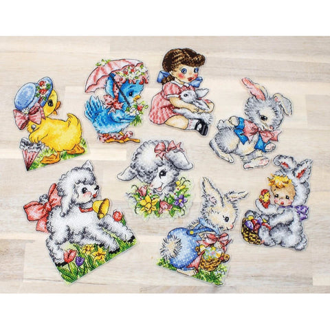 Cross Stitch Easter Ornaments Kit, Set of 8, LetiStitch