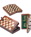25X25CM MEDIUM SIZE MAGNETIC WOODEN FOLDING CHESS SET - Hobby.lt