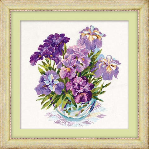 Irises in Vase Cross Stitch Kit RIOLIS 1071