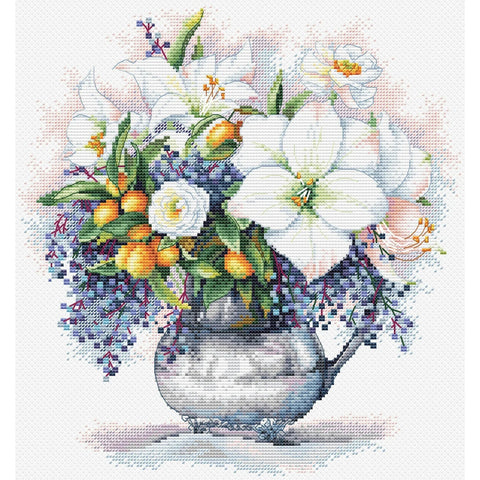 Cross Stitch Embroidery Kit with Floral Design, Andriana