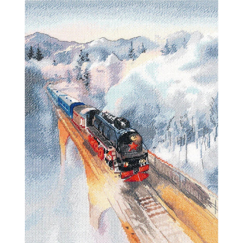 Retro Train Cross Stitch Kit, Oven