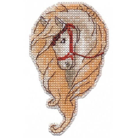 Cross Stitch Embroidery Kit Horse Magnet, Oven