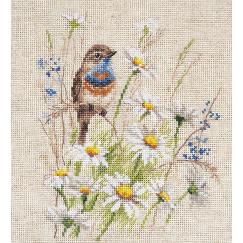 Bluethroat Bird Cross Stitch Embroidery Kit, Alisa