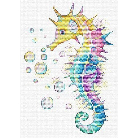 Water-Soluble Cross Stitch Canvas Rainbow Seahorse, MP Studia
