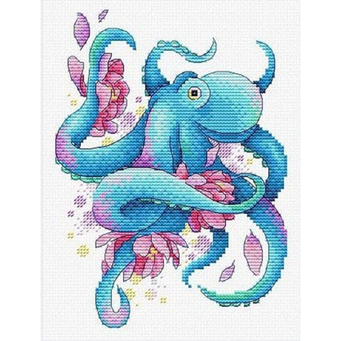 Water-Soluble Cross Stitch Canvas Kit, Octopus Design, MP Studia